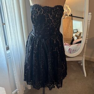 Robert Rodriguez Black Strapless Lace Dress